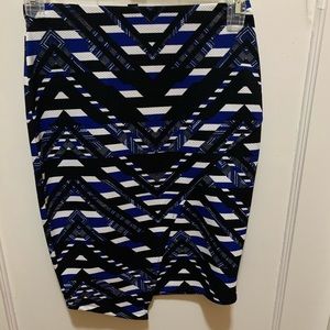 Blue white & black pencil skirt